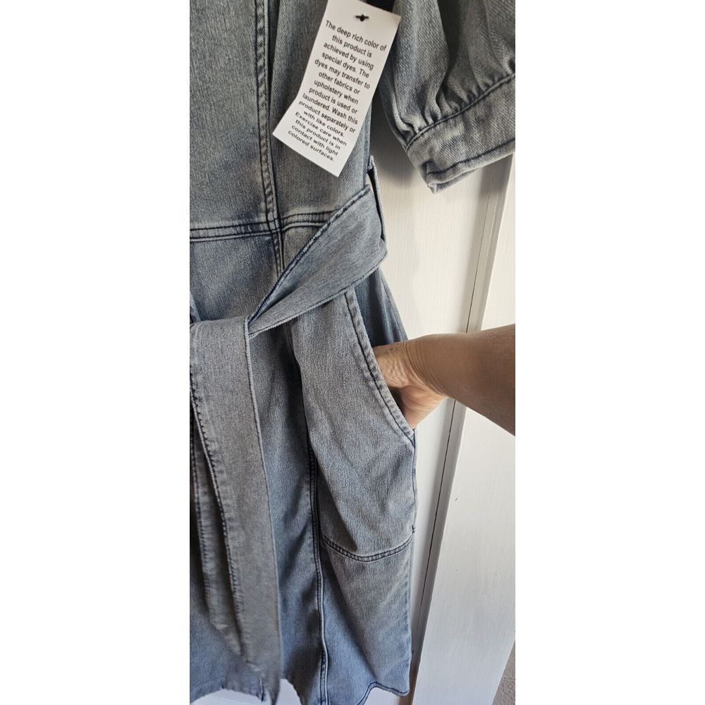 NWT C wonder Christian Siriano buttoned stretch denim midi shirt belte dress S - Picture 5 of 14